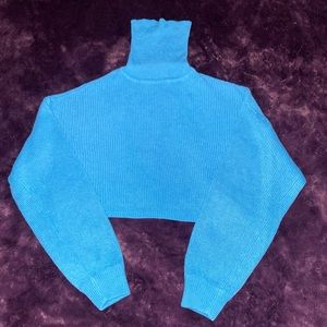 Blue Crop Turtle Neck